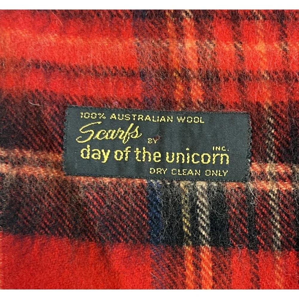Day of The Unicorn Red Royal Stewart Tartan 100% Australian Wool Rectangle Scarf
